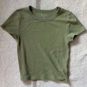 light green waffle knit hey baby tee American Eagle